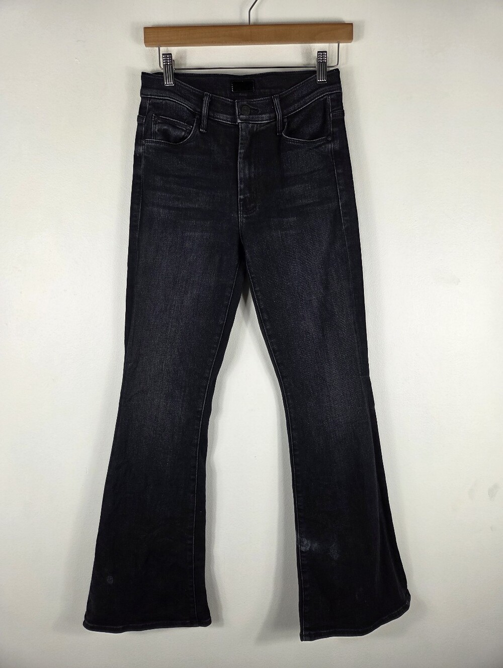 Mother The Weekender Deep End High Waist Cropped Flare Jeans Washed Black - Picture 4 of 16